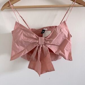 H&M Dusty Pink Bow Crop Top